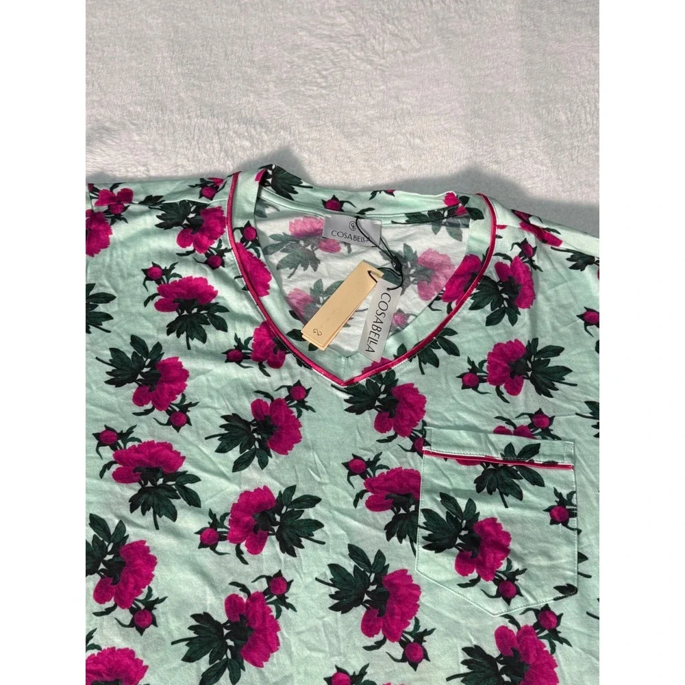 Cosabella Men's Pima Cotton Modal‎ Printed Pajama Set V-Neck Short Sleeve,Shorts